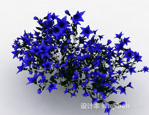 其它蓝色五角状花朵花卉3d模型下载