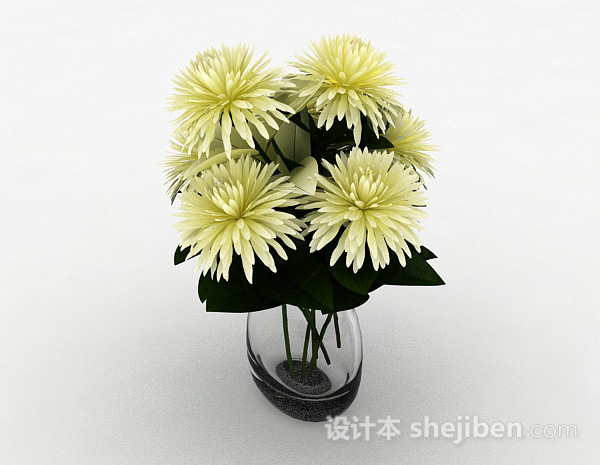 现代风格黄色菊花3d模型下载
