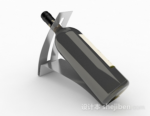 设计本银色金属单个酒架3d模型下载