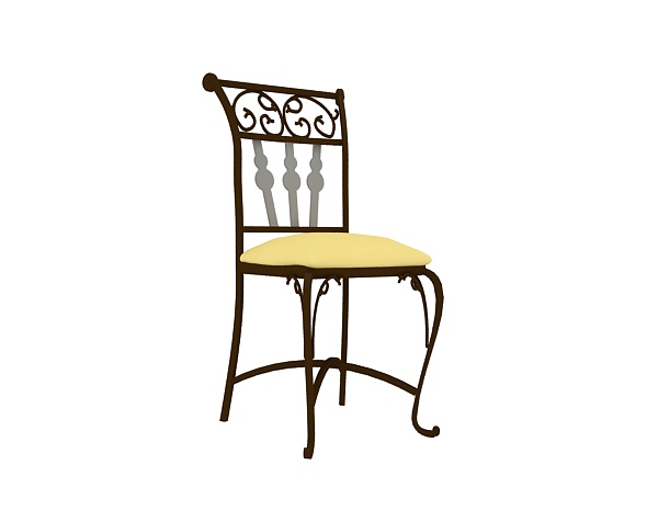 免费黄色铁艺家居椅子3d模型下载