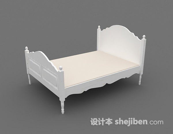 欧式风格欧式白色双人床3d模型下载