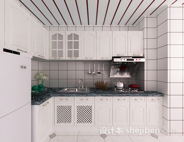 中式整体厨房套件3d模型下载