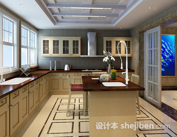 开放式厨房23d模型下载