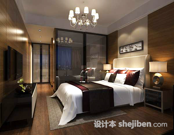 中式卧室3d模型下载