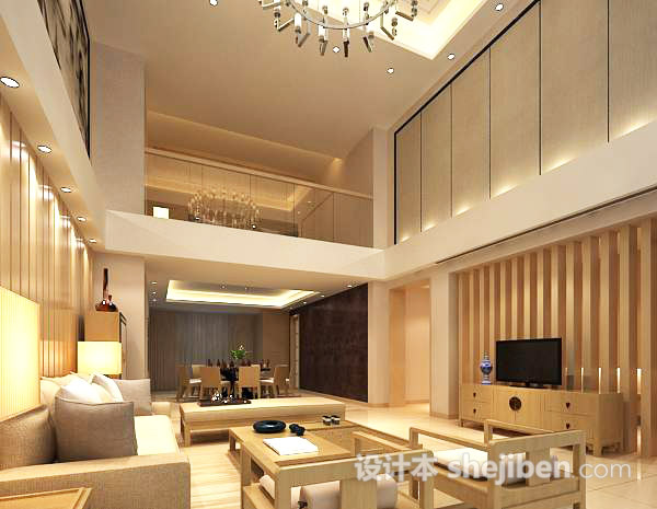 现代复式家居客厅3d模型下载