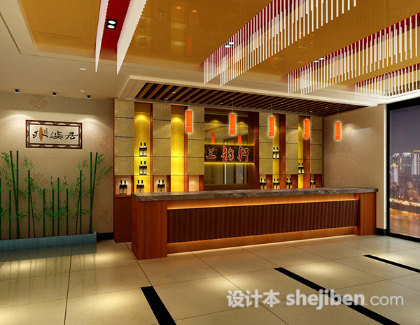 中式餐厅服务台3d模型下载