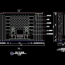 电视背景墙cad设计施工图3--CAD空间素材