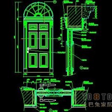 门图块007-单扇门详图、双扇门详图、木做门套32个
