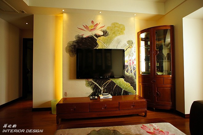 家装中式风格家装手绘电视墙效果图