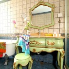 地中海风格三居室家居主卫生间洗手盆装修效果图片