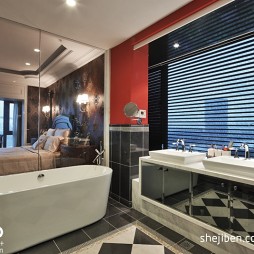 欧式风格时尚豪华别墅开放式主卧室浴缸装修效果图片