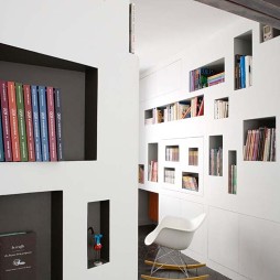 2017现代风格转角处简单书房书柜装修效果图片