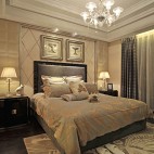 欧式风格别墅豪华次卧室床头背景墙装饰画装修效果图