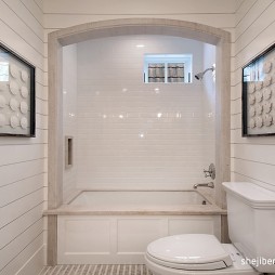 欧式风格别墅最时尚主卫生间浴缸白色瓷砖装修效果图片