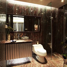 新古典风格样板房干湿隔离主卫生间洗手盆装修效果图片