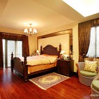 美式风格复式家居主卧室床头背景墙装修效果图