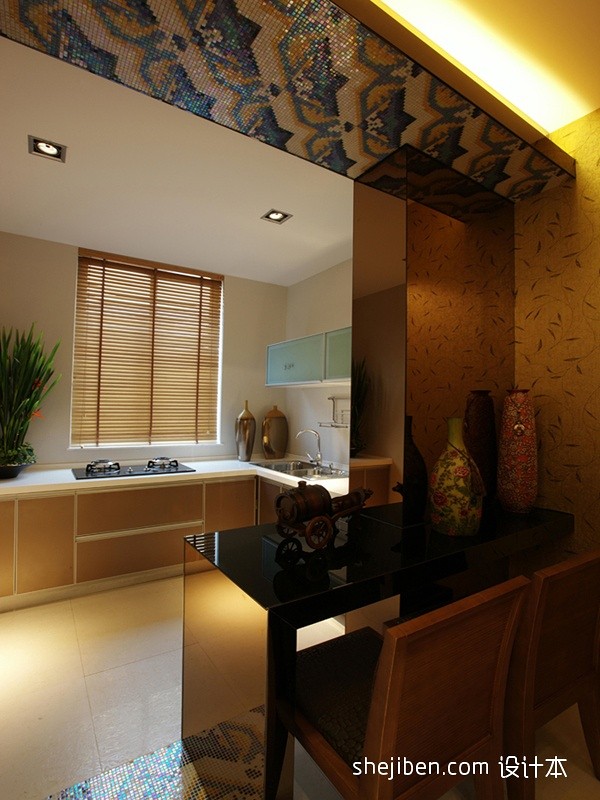 东南亚风格三居室开放式厨房装修效果图