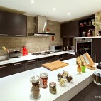 2017时尚现代风格狭长整体家居橱柜厨房台面装修效果图片