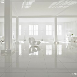 完美的白色元素工作室室内设计_720525