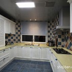 2017地中海宜家整体u型5平米室内橱柜厨房装修效果图片
