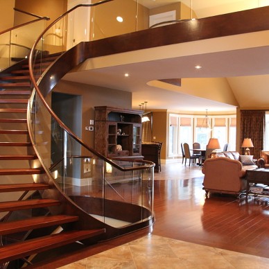 现代风格别墅室内旋转不锈钢楼梯扶手装修效果图