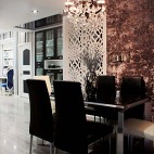 样板房美式餐厅镂空雕花墙壁装修效果图