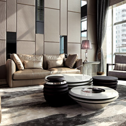 深圳布吉私人自建别墅客厅家具摆放沙发背景墙装修效果图