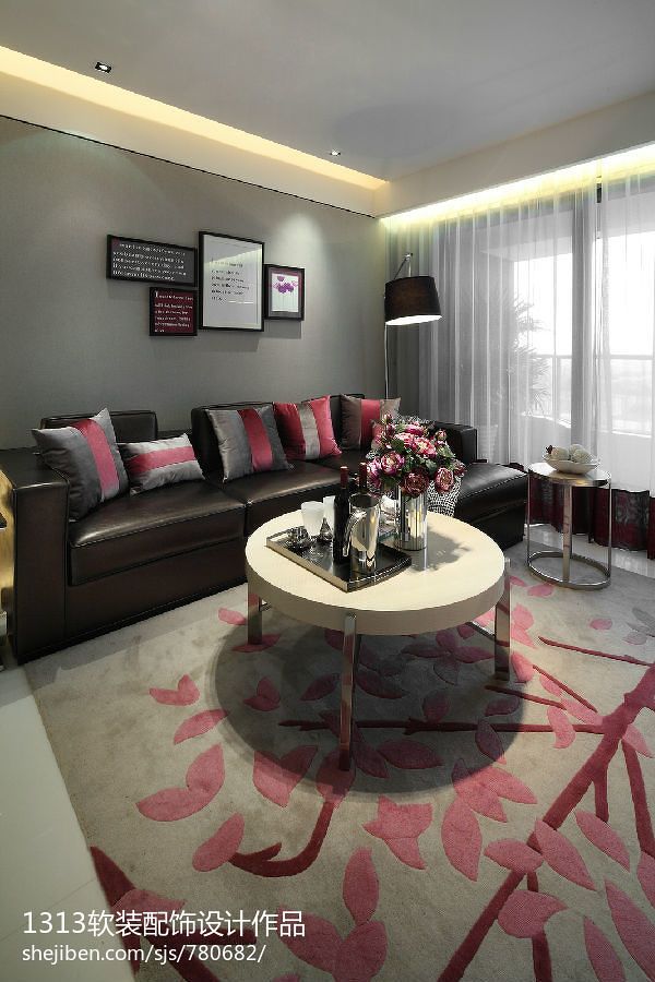 现代风格客厅吊顶灯带沙发背景墙设计图片
