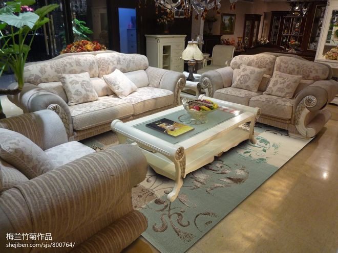 家用欧式新古典风格地毯客厅装修效果图