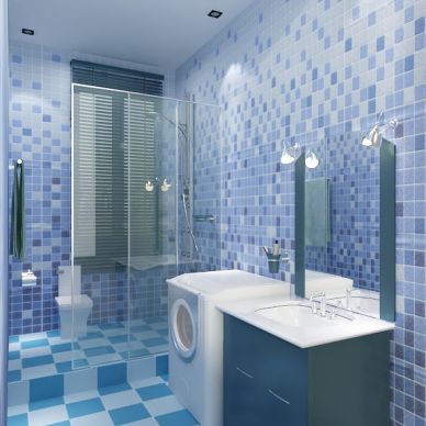 地中海风格蓝色浴室马赛克装修设计