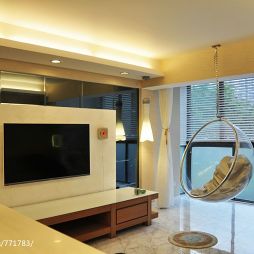 家装现代风格超小客厅石膏板半吊顶简易镜面电视墙设计图