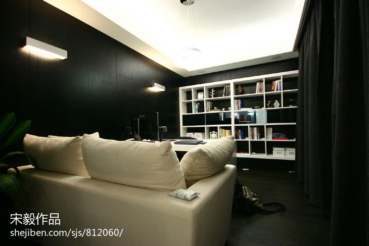 温州安澜小区住宅设计现代时尚书房休闲沙发装修效果图