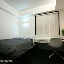 温州安澜小区住宅设计光影现代卧室书桌装修效果图
