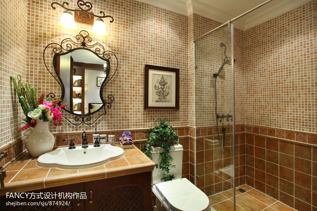 别墅现代卫浴墙砖装修效果图