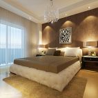 晋江凯旋国际中式卧室床头背景墙装修效果图