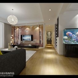莲花尚院现代风格客厅电视墙效果图