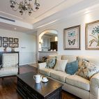 美式风格家居客厅沙发背景墙装修图