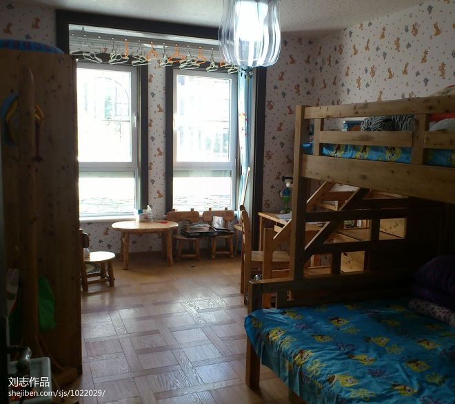 新中式儿童房高低床装修设计效果图