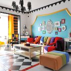 地中海风格客厅沙发背景墙效果图片