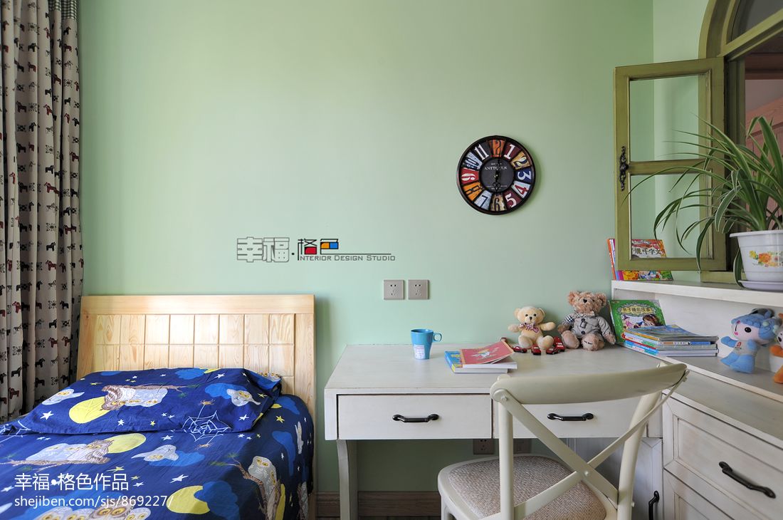 雕琢时光混搭儿童房背景墙装修设计效果图