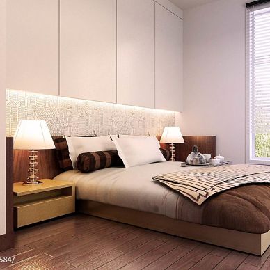 海天艺墅现代简约白色系卧室装修设计效果图