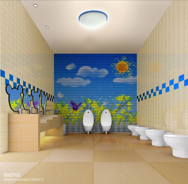 幼儿园小班卫生间手绘墙面布置效果图
