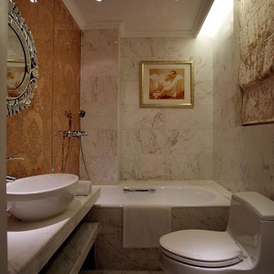 龙湖双珑原著欧式卫浴瓷砖卫生间装修设计效果图