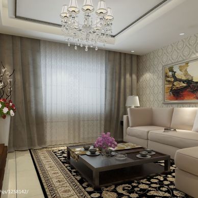 现代小客厅窗帘设计装修效果图