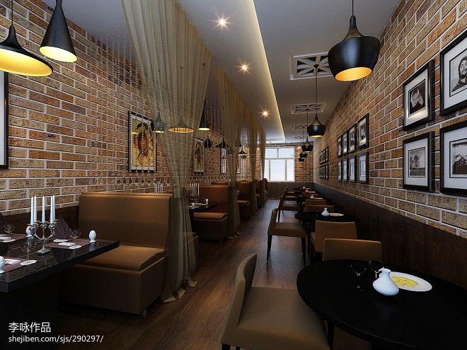 咖啡厅棕色沙发装修图片