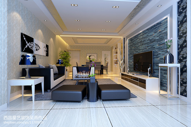 现代风格客厅拐角沙发效果图
