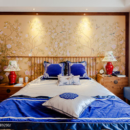 中式卧室床头背景墙图片