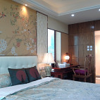 中式时尚古典卧室十字绣背景墙图案装修效果图大全