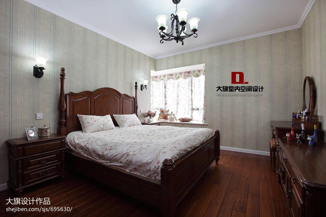 美式风格家庭卧室背景墙装修效果图