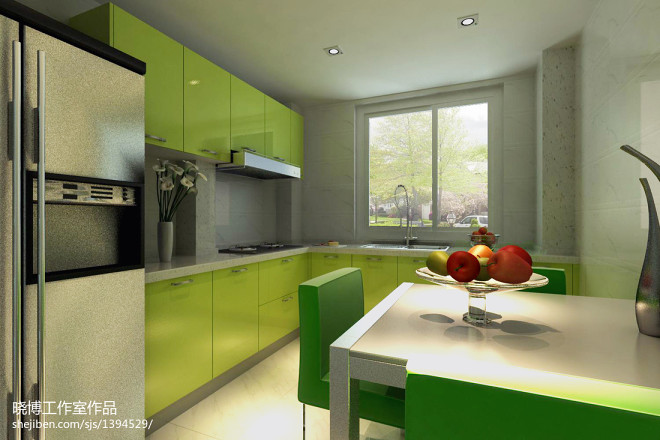 厨房绿色家具烤漆橱柜装修图片